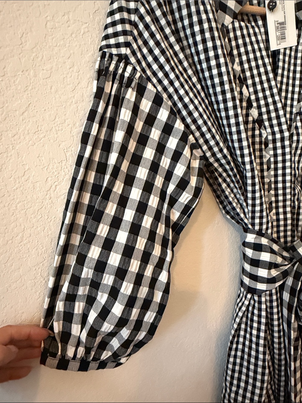 Tanya Taylor Rio Gingham Tie-Waist Shirtdress Black White 4 - Picture 4 of 16